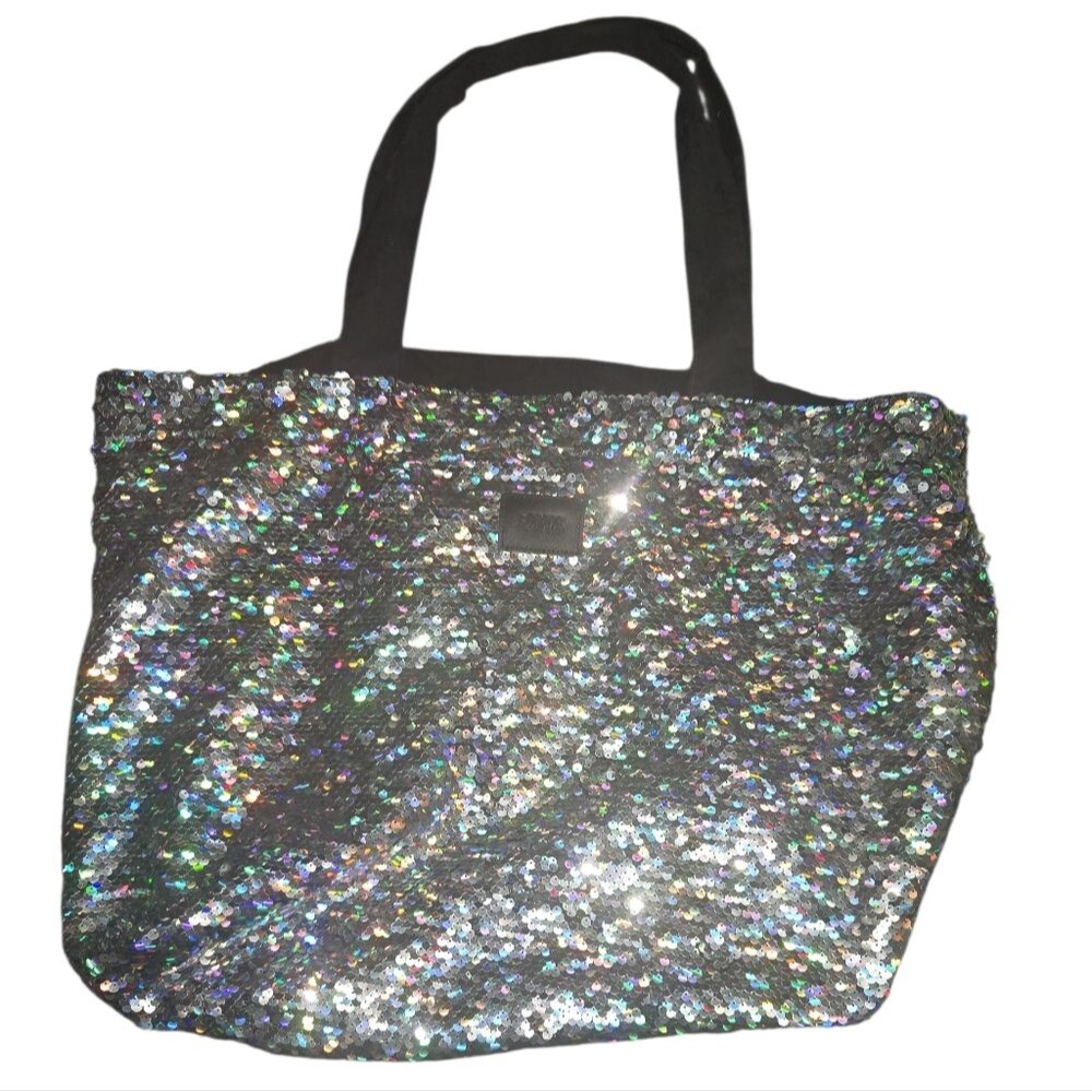 Victoria's Secret Black and Silver Sequin Tote